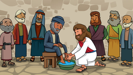 Jesus washing His disciples’ feet to model humility and servant leadership, from the Gospel of John