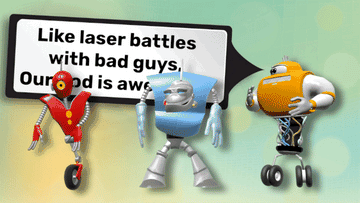 Animated preview of 'Our God Is Awesome'—a fun, upbeat worship song featuring CGI robots for kids church