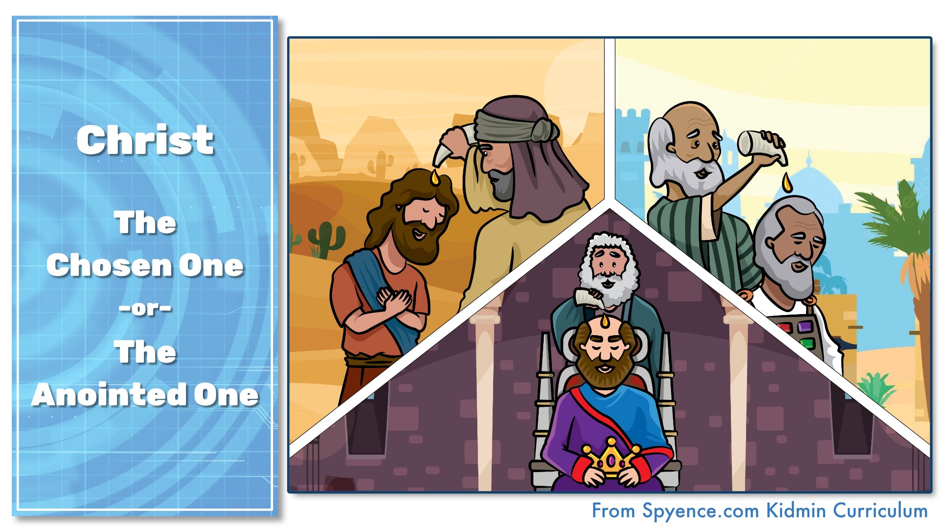 Spyence curriculum graphic explaining Christ as The Anointed One for kids.