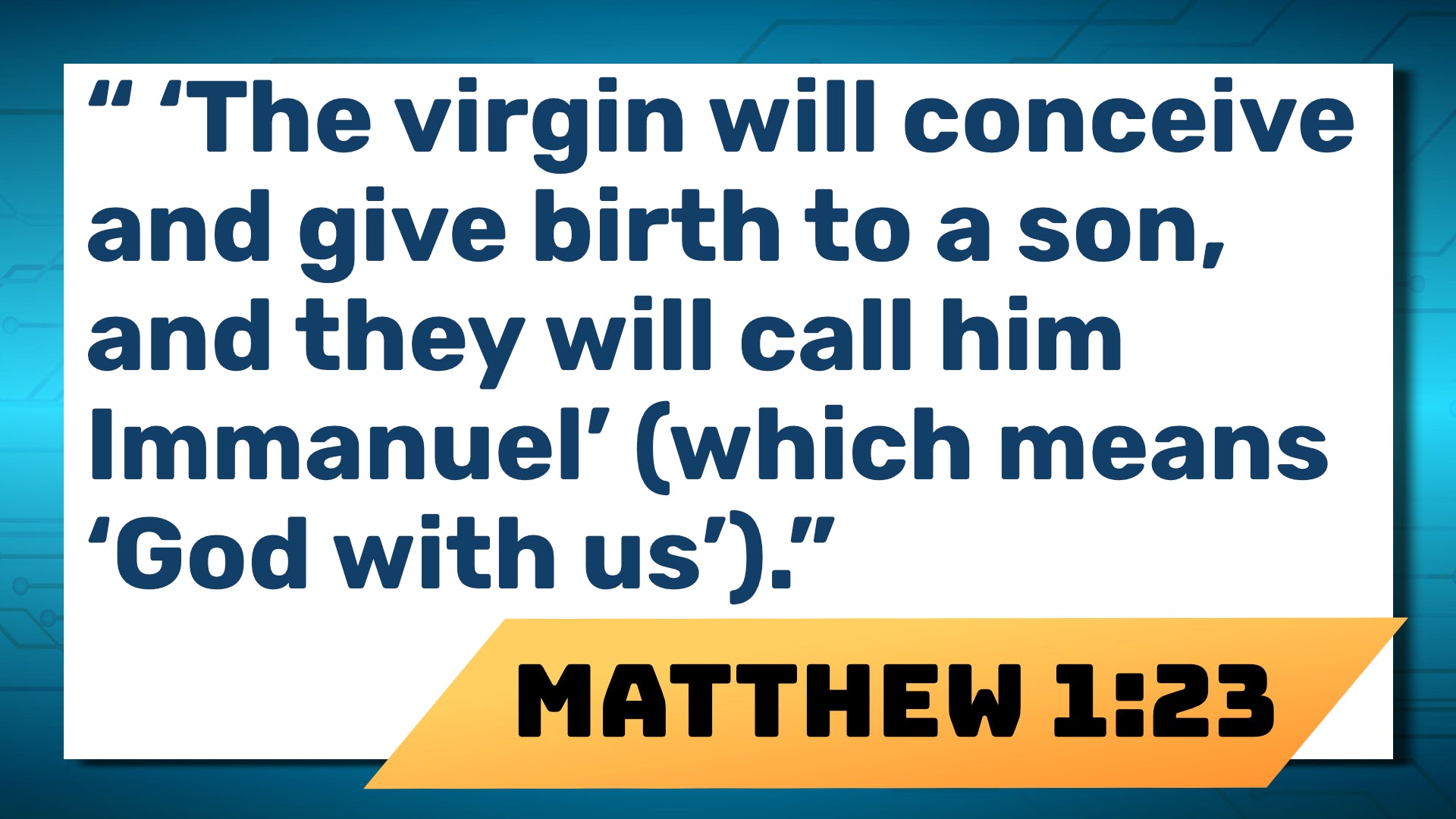 Bible verse slide teaching Immanuel God With Us from Matthew 1:23.