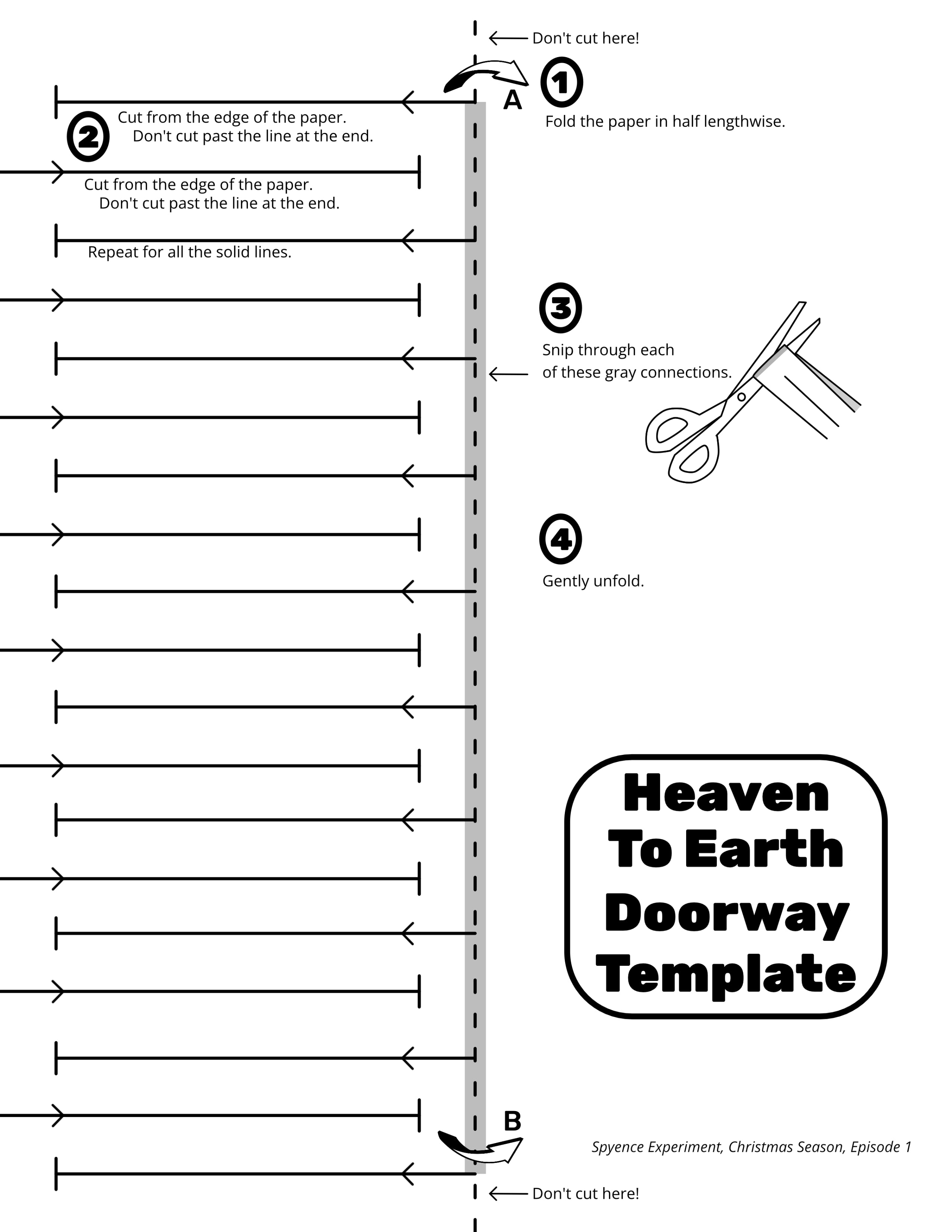 Printable template for the Heaven to Earth Doorway paper experiment used in kids’ Christmas lessons.