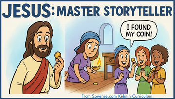 Kids ministry graphic that says “Jesus: Master Storyteller” - example for using videos in children's ministry