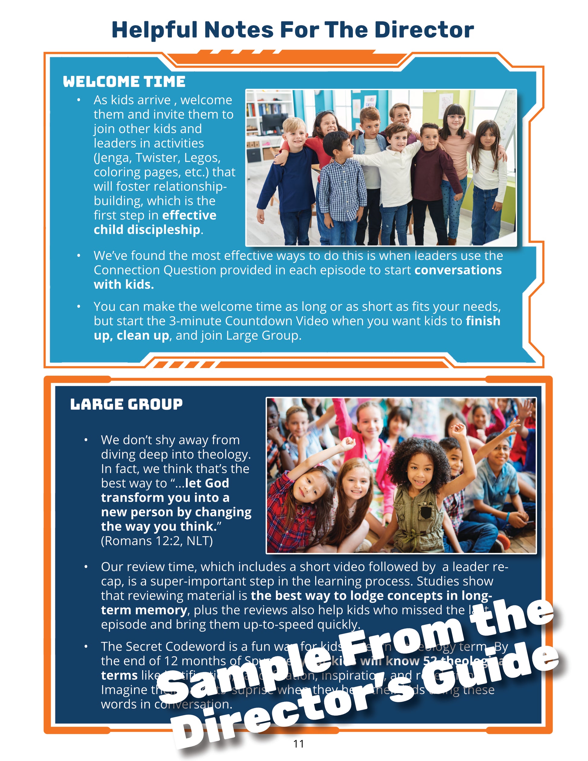 Curriculum planning tool for kids church leaders included in each Spyence unit