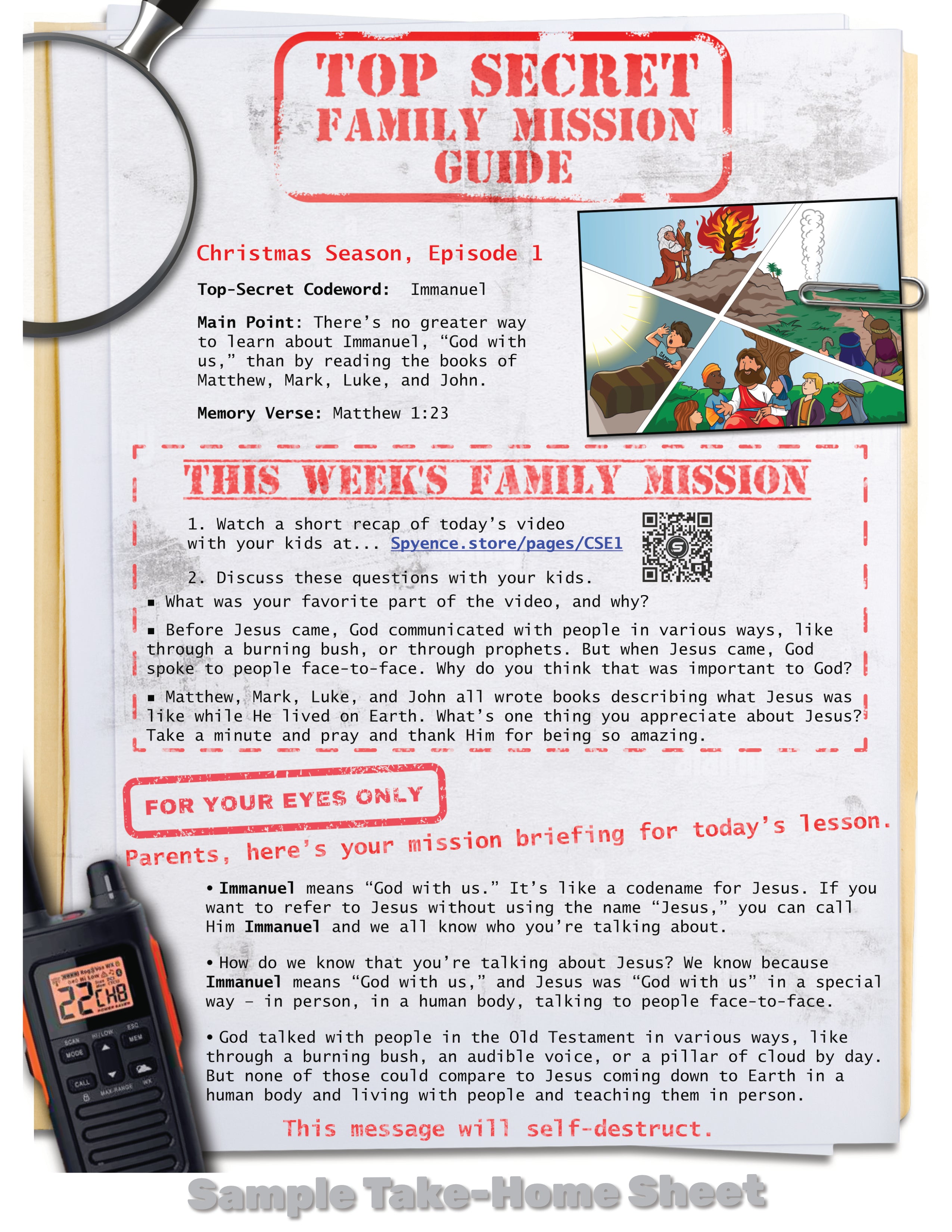 Take-home guide to help families talk about Christmas and Jesus’ as Immanuel, "God with us."