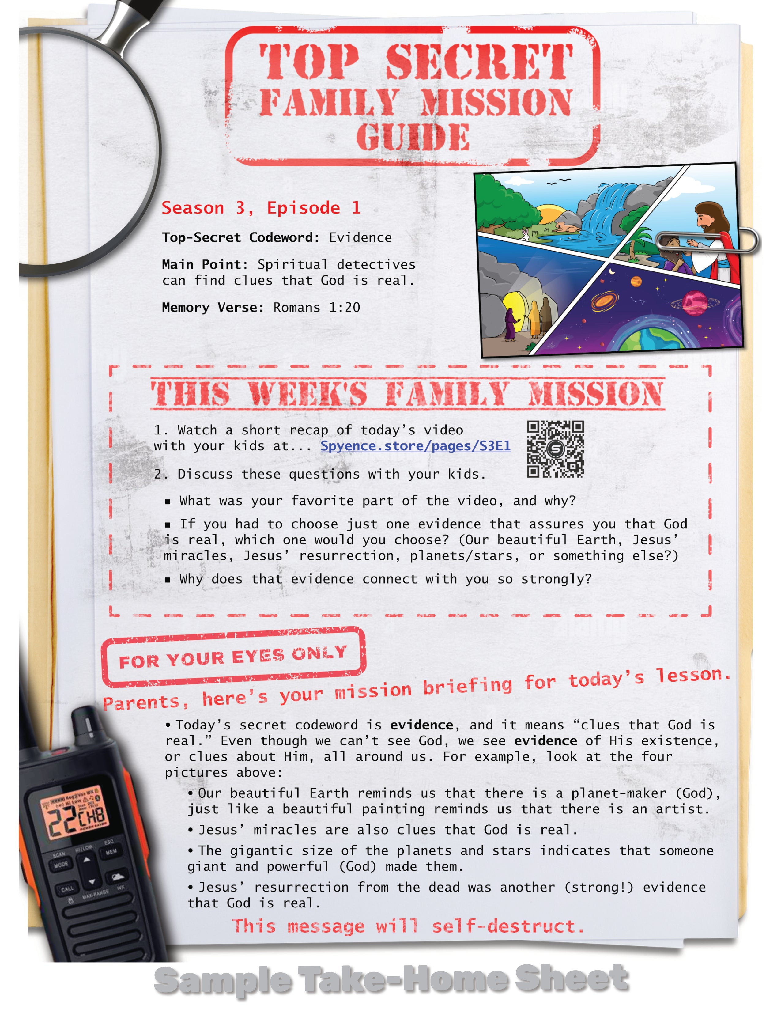 Take-home family guide reinforcing theology and the evidence for God's existence