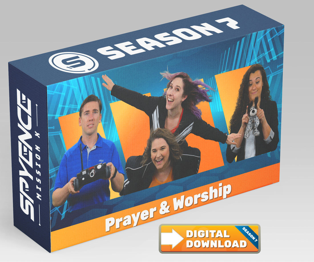 Spyence Season 7 gospel-centered kids church and Sunday school curriculum on prayer and worship with interactive activities