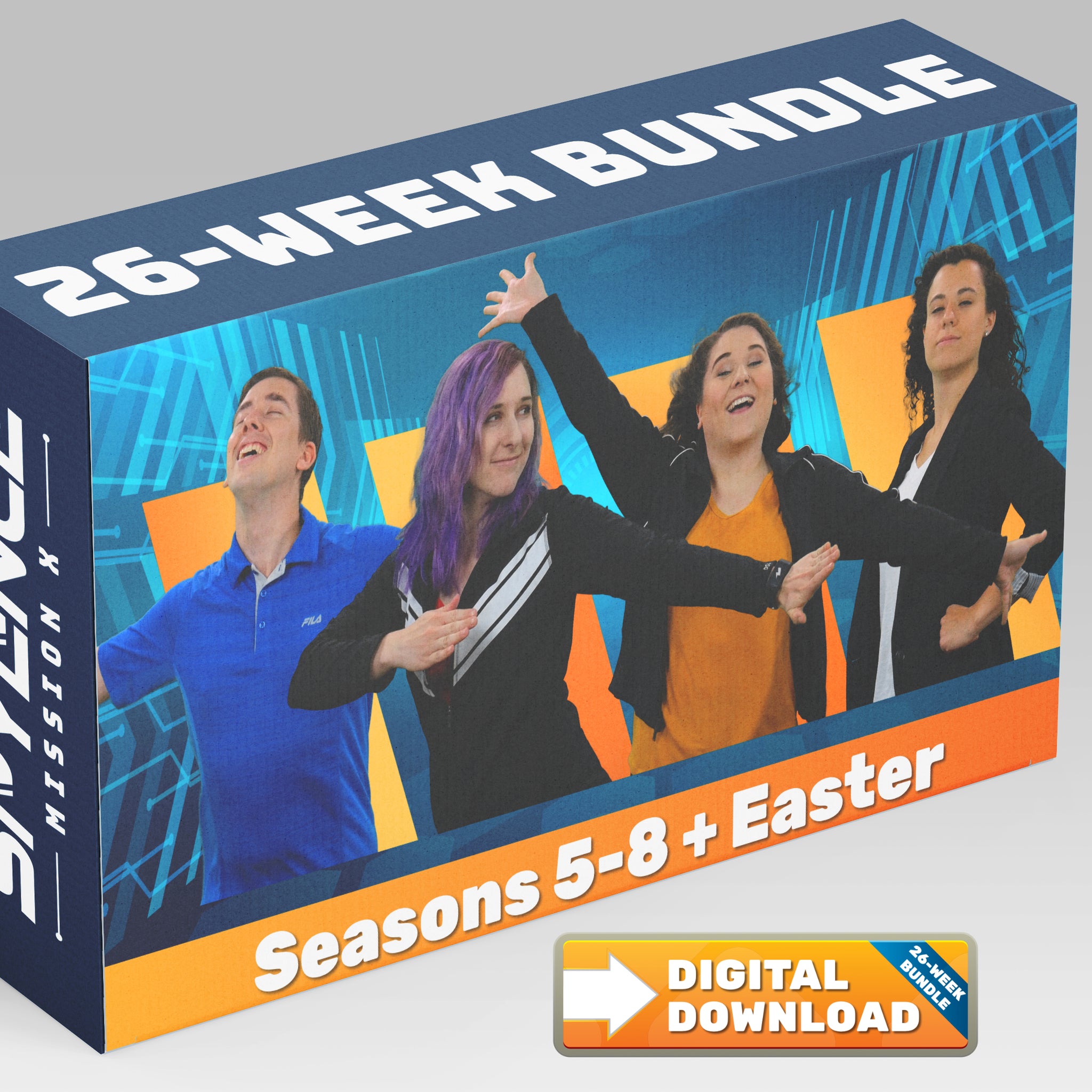 Spyence Seasons 5 through 8 bundle gospel-centered kids church and Sunday school curriculum covering Jesus, the Holy Spirit and our identity, Prayer and Worship, the Attributes of God, and Easter, with fun science experiments